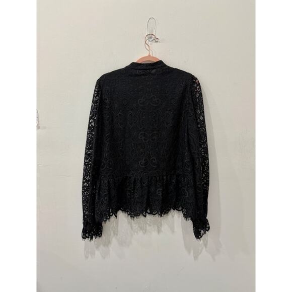 Lilly Pulitzer Jacelynne Long Sleeve Delicate Lace Blouse Black Women's Size M - Picture 3 of 5